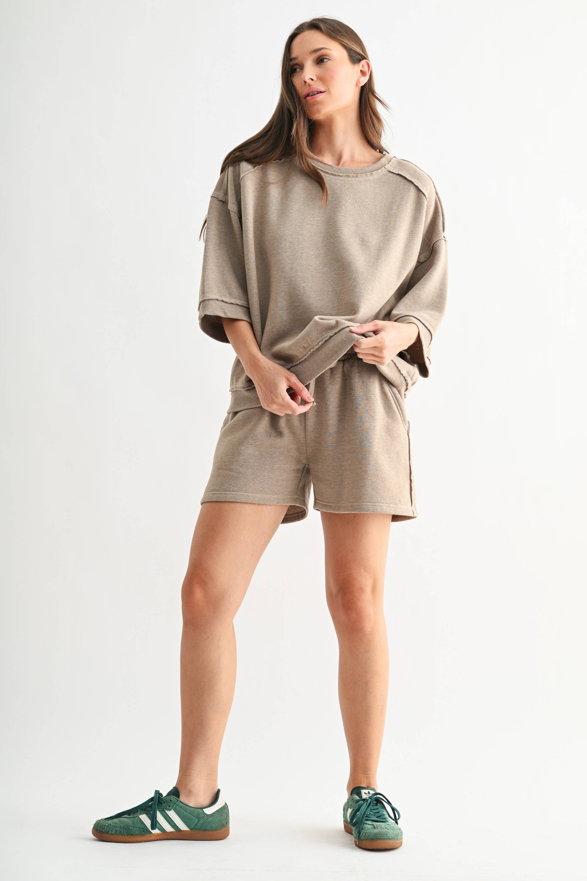 Mono B - Venta al por mayor Pantalones cortos cómodos - Mujer - Pantalones cortos de descanso de felpa con mezcla de algodón deshilachada7