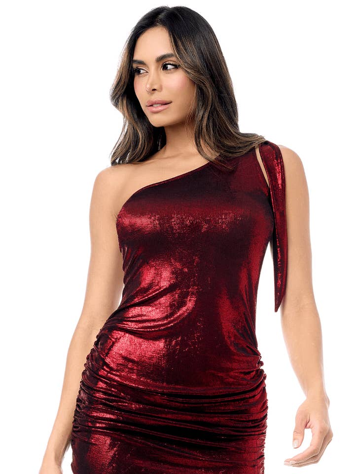 Glittrig asymmetrisk mini-klänning sx med fro -MAL40017SHRD för wholesale av Mapalé