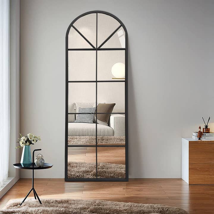 65 By 22 Inch Arched Window Pane Floor Wall Mount Mirror for wholesale on Faire1