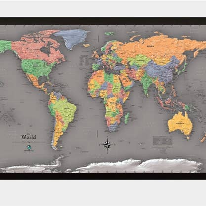 Magnetic Travel Map of the World - Modern Grey for wholesale by Winding Hills Designs