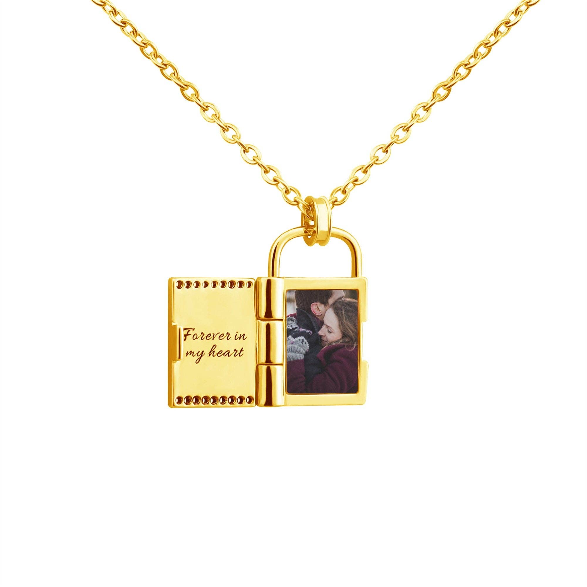 Perimade & Co. LLC - Wholesale Locket Necklace - Custom Lock Photo Locket Necklace in Stainless Steel0