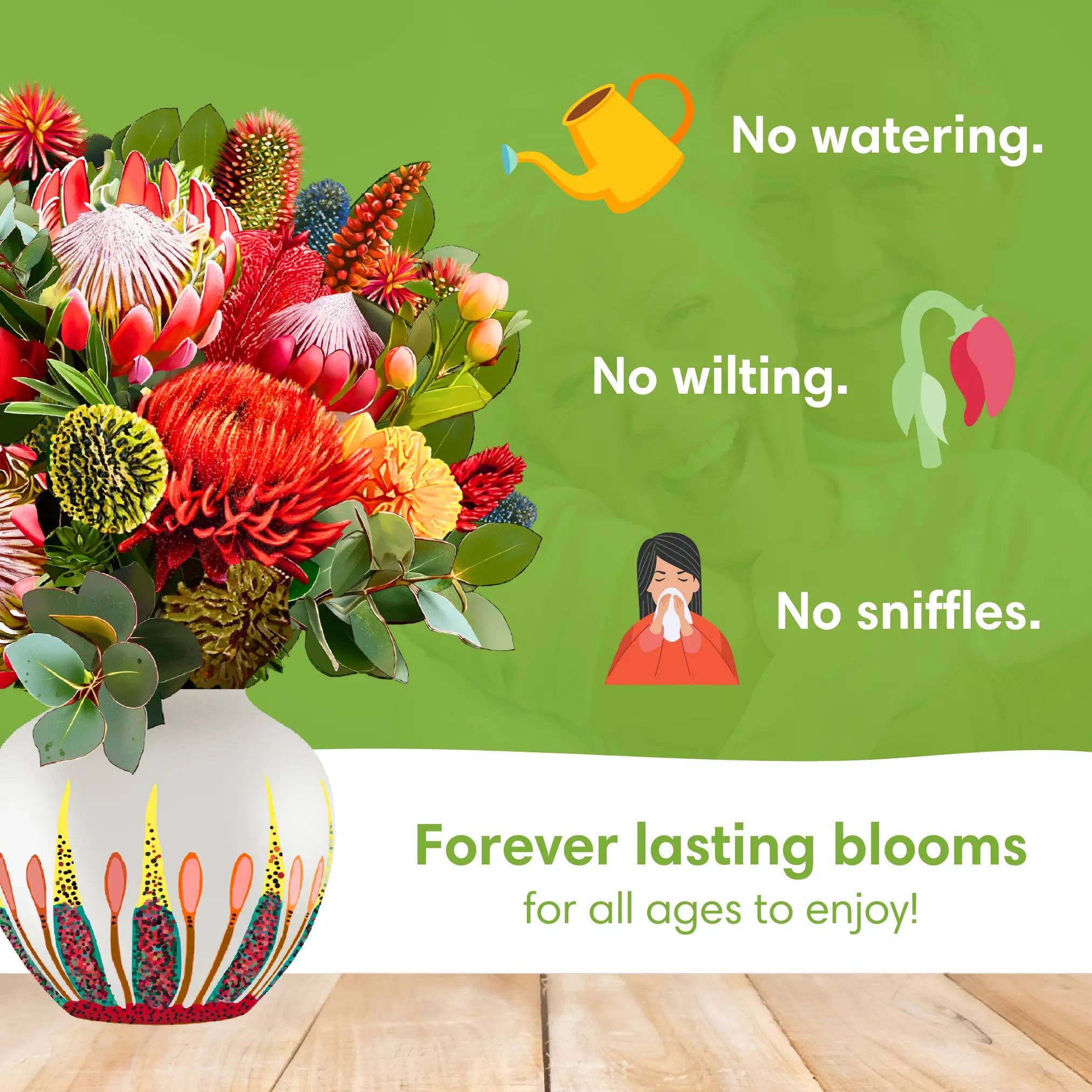 PetalPal – wholesale Everyday greeting card – Kirribilli Sunset Pop-Up Bouquet7