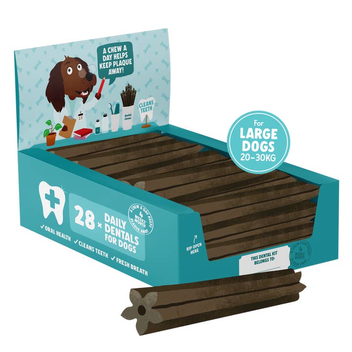 Denzel's - Healthy Dog Treats – wholesale Pet treats – Dog – Daily Dentals for Large Dogs: 28 pack, Chicken