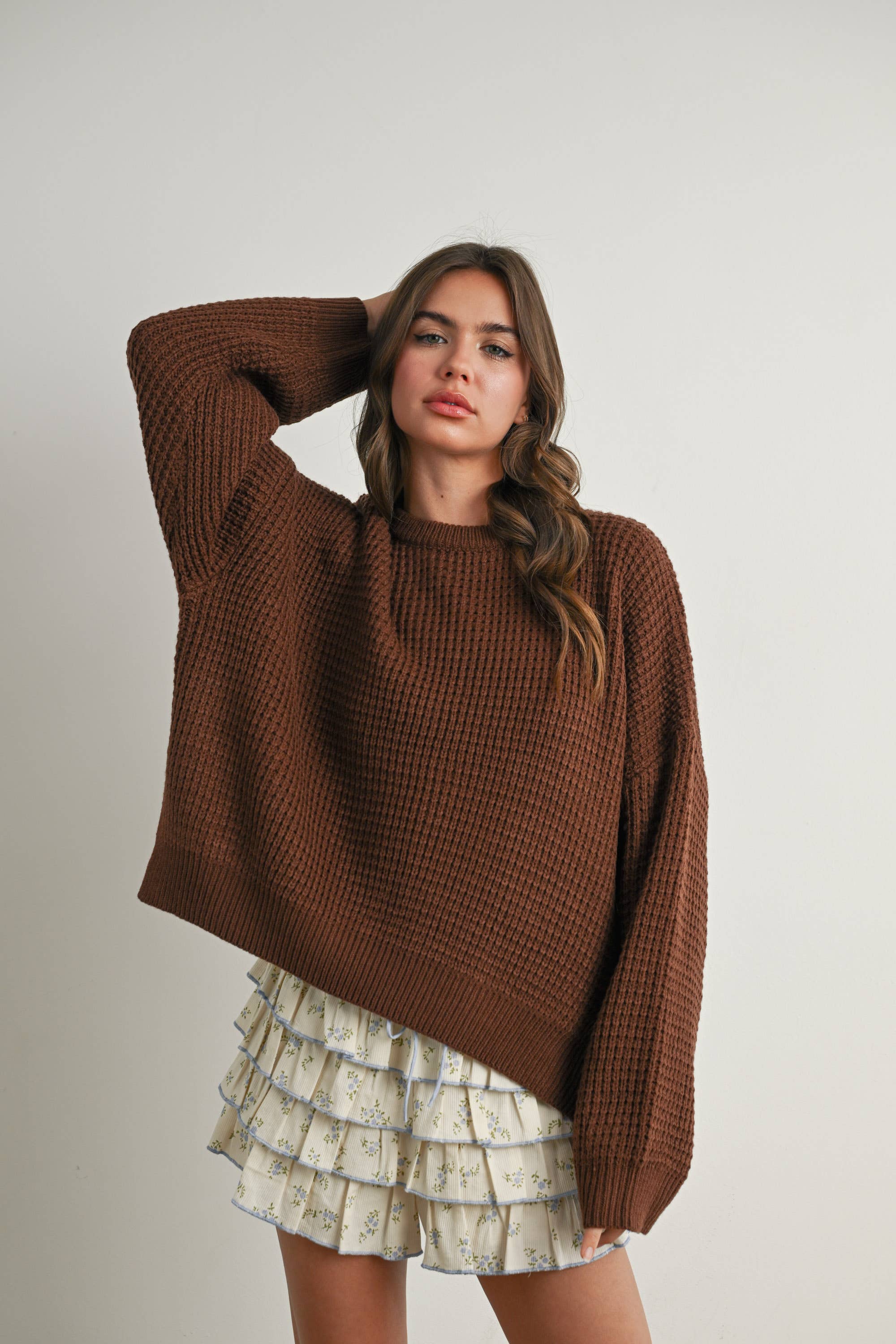 BUTTERMELON - Wholesale Knit Sweater - Women's - Round-Neck Classic Long Sleeve Top - BMW778235