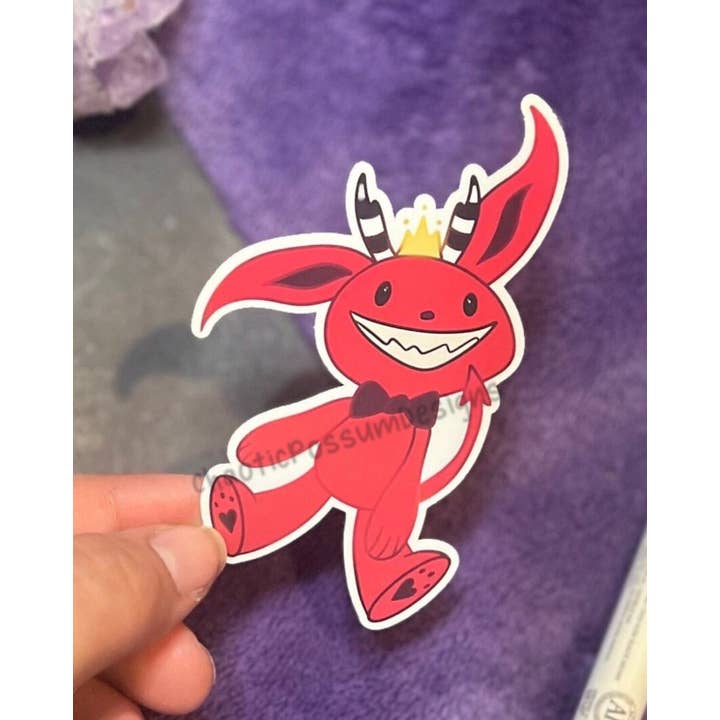 Demon Plushie Stuffed Animal Sticker | Glossy for wholesale by ChaoticPossumDesigns