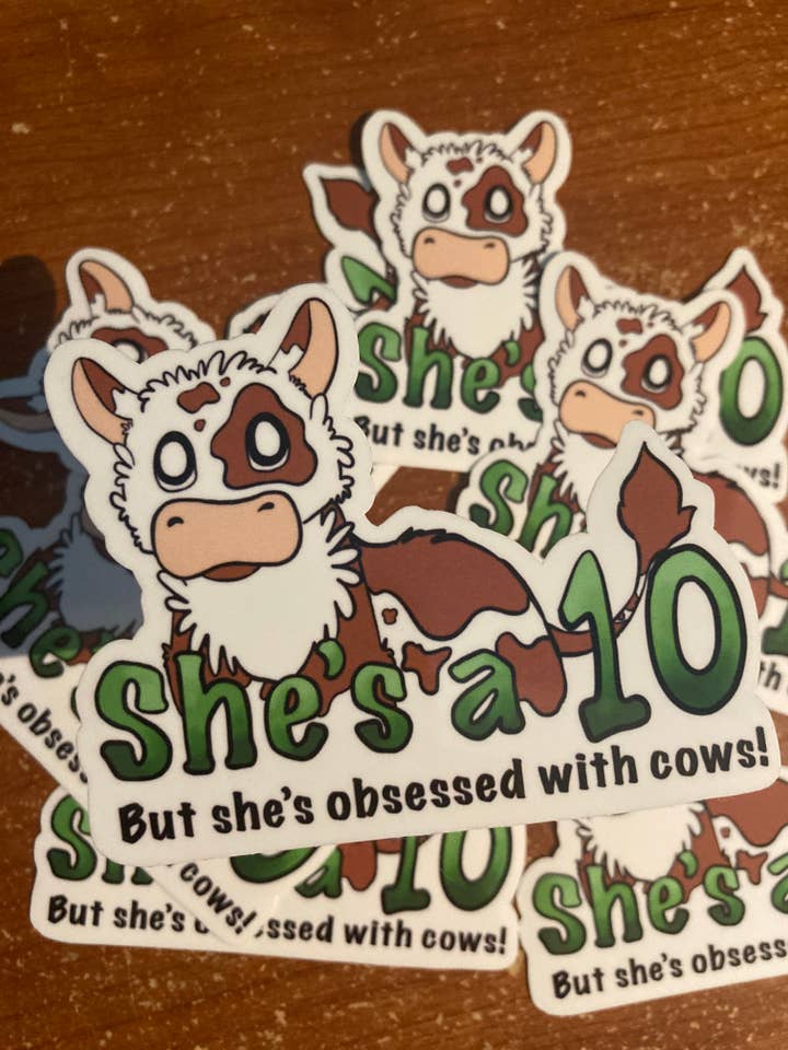 Ayrshire She's A 10 Cow Sticker for wholesale by Stickers by Stacey