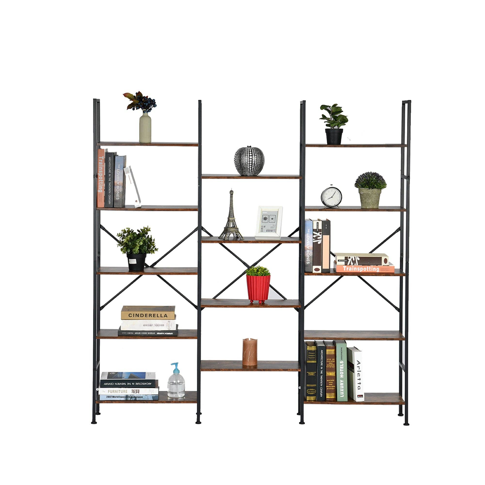 39F Inc. - Vente Bibliothèques - Étagère ouverte de style industriel avec plusieurs étagères0