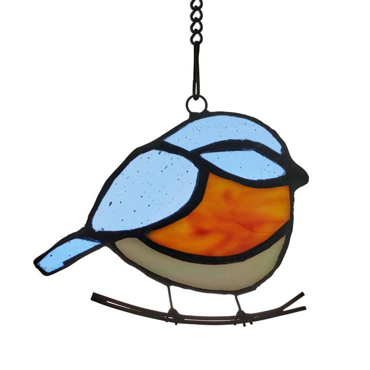 River of Goods - Wholesale Decorative Panel - 4.5"H Adorable Single Bird Stained Glass Window Panel