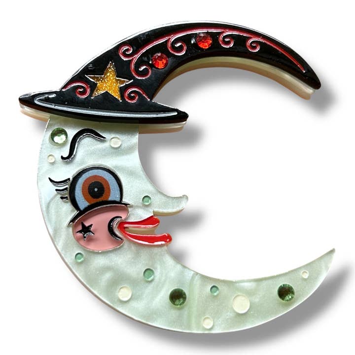 Lipstick & Chrome - Wholesale Brooch - Witchy Crescent Moonhilda Brooch by Johanna Parker x Lipstick & Chrome