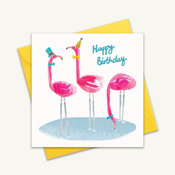 Flamingo Birthday Card for wholesale by Kate Read Illustration