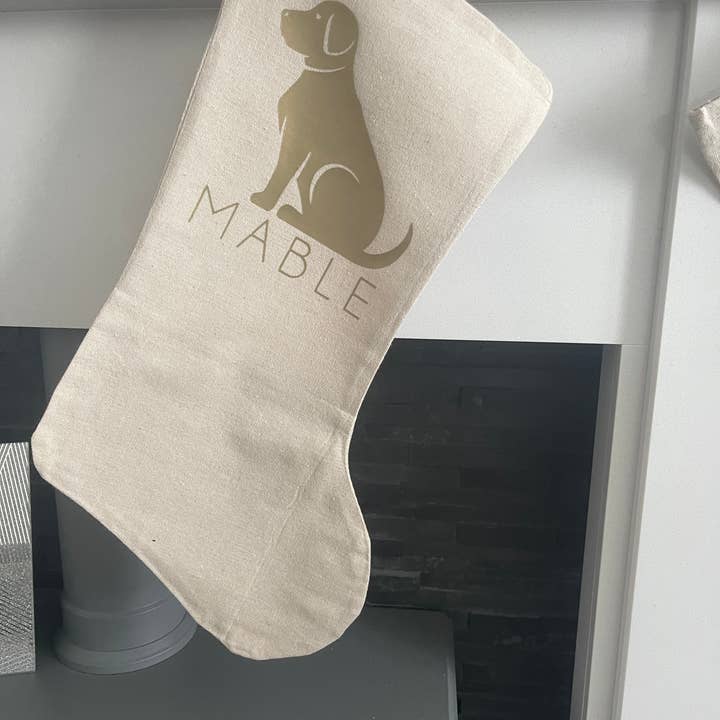 Personalised Dog Breed Name Natural Hessian Christmas Stocking for wholesale by WinsterCreations™