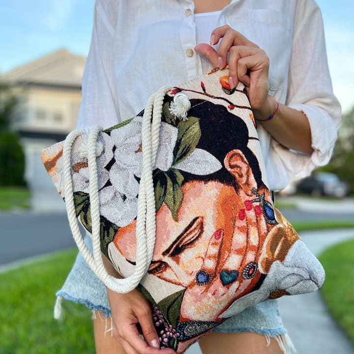 Umays Boho - Wholesale Tote Bag - Women's - Woven Fabric Tote Bag, Frida Kahlo Design Shoulder Bag2