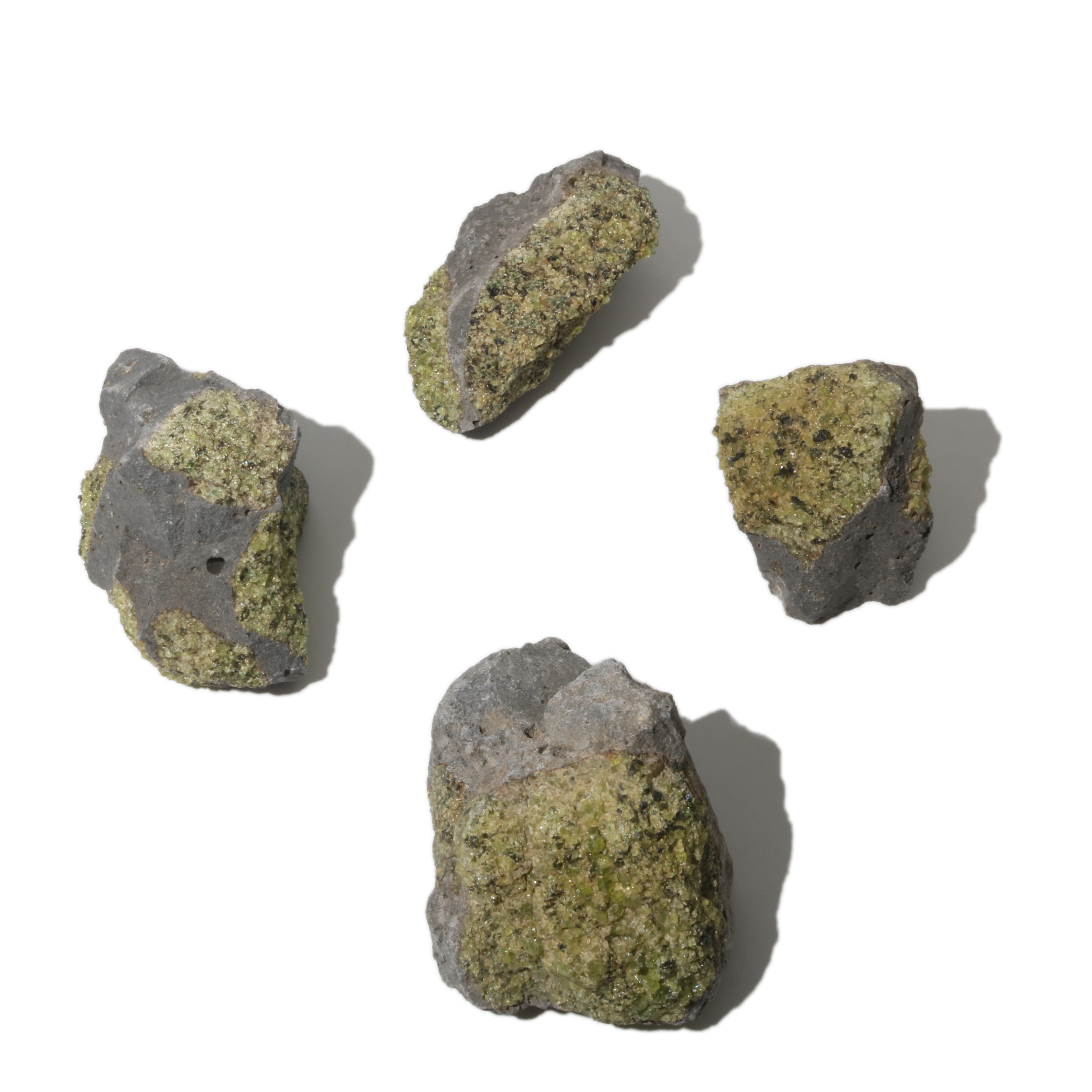 Stonebridge Imports - Wholesale Spiritual Stone/Crystal - Peridot Clusters on Basalt - 1 kg Flat0
