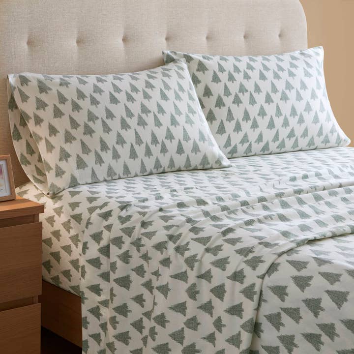 Olliix - Wholesale Sheet Set - Flannel Cotton Print Sheet Set, Ikat tree3