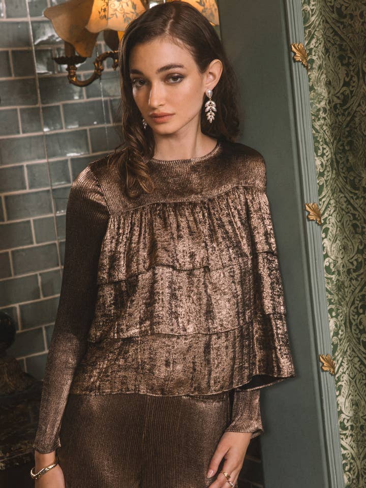 Fluwelen gelaagde top met lange mouwen voor wholesale door Current Air