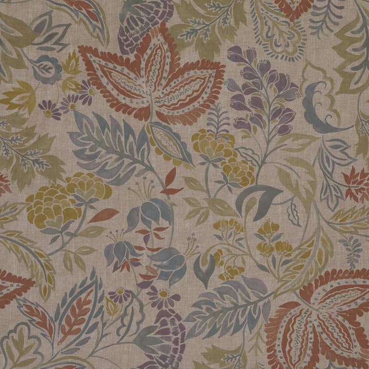 Mcalister textiles - Wholesale Throw Blanket - Florista Terracotta, Sage Green and Blue Floral Throw Blanke