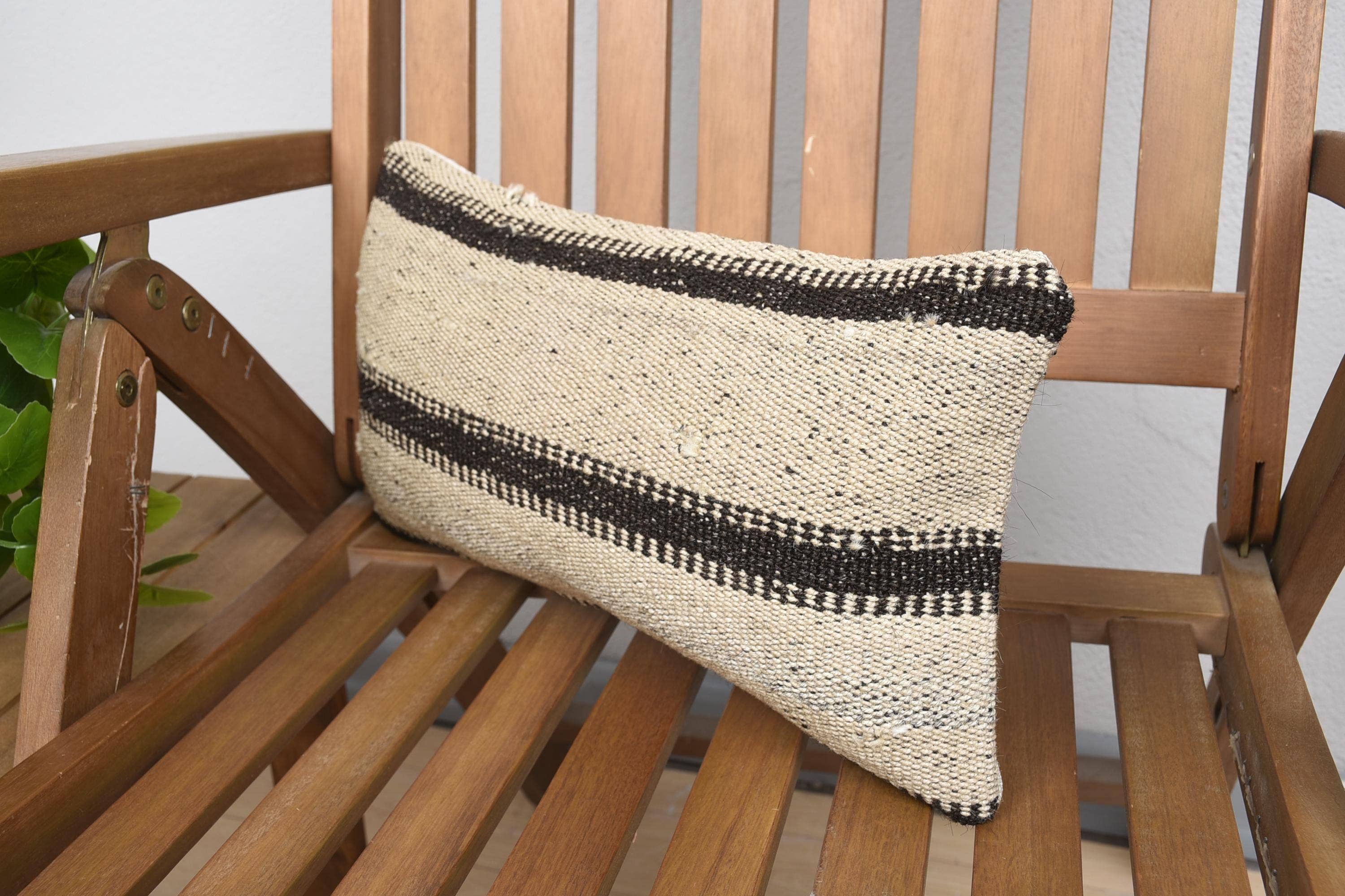 The Loom Wholesale - Wholesale Throw Pillow Cover - Vintage Turkish Kilim Beige and Brown Wool Pillow (8x16...2