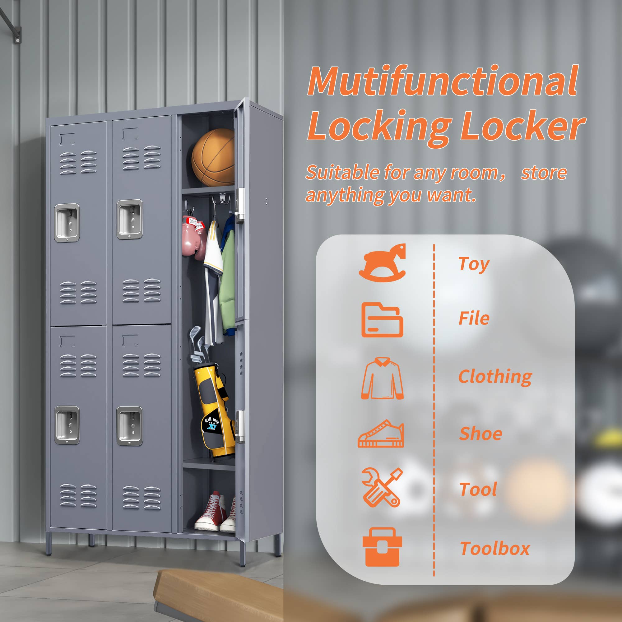 39F Inc. - Wholesale Cabinet - 72inH Storage Lockers for Employees,Home,Gym,School,Garage1