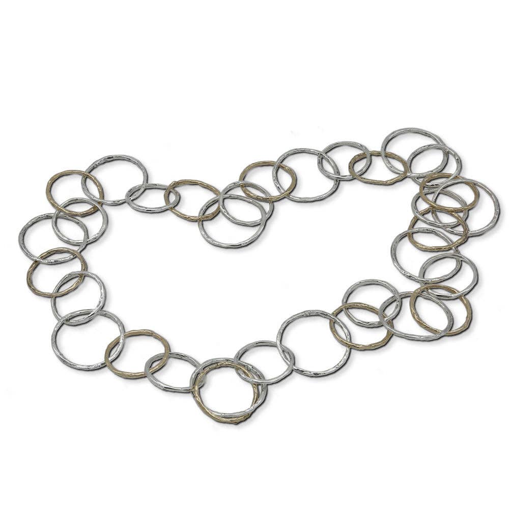 Mandile Gioielli - Vente Collier maille et chaîne - Collier long cercles argent 925 et bronze - CA0902