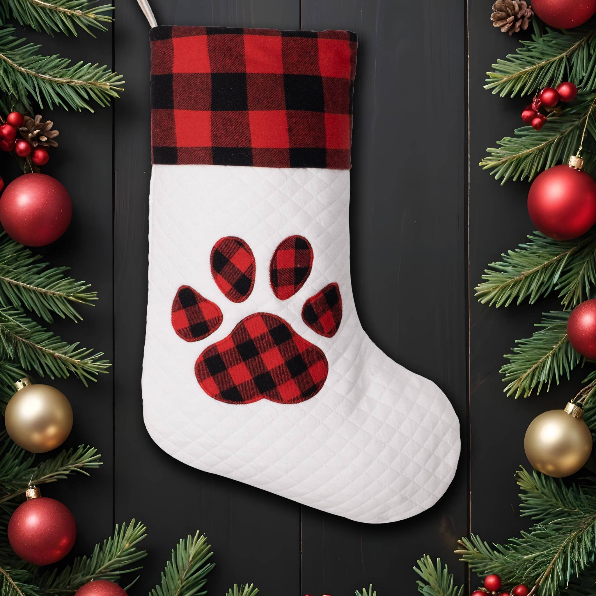 GEXWORLDWIDE - Wholesale Holiday Stocking - 2025 New Classic Red Black Plaid Christmas Stocking7