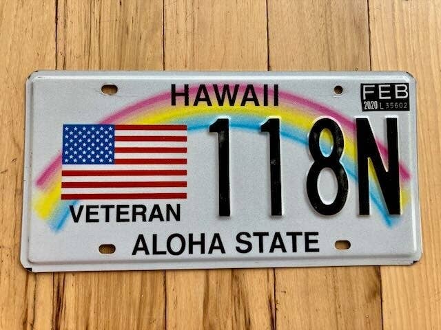 RusticPlates - Wholesale Sign - Hawaii Veteran License Plate - Good Condition