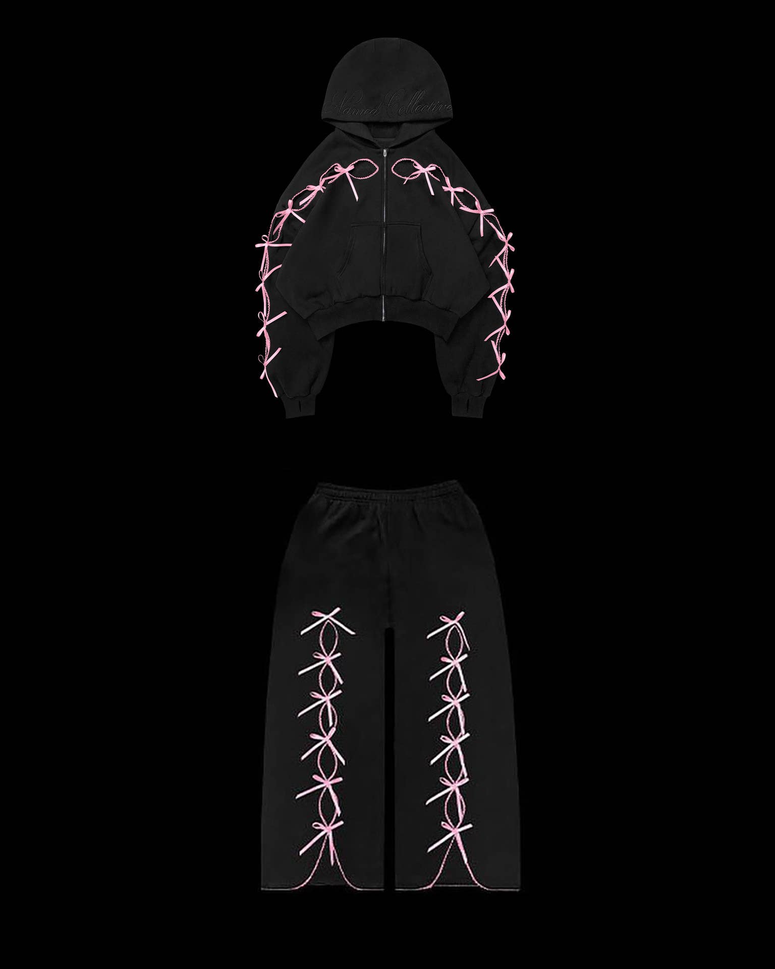 Tourtiwi - Wholesale Lounge Sweatpants/Joggers - Women's - Solid color bow velvet casual hollow sweatshirt sports pants5