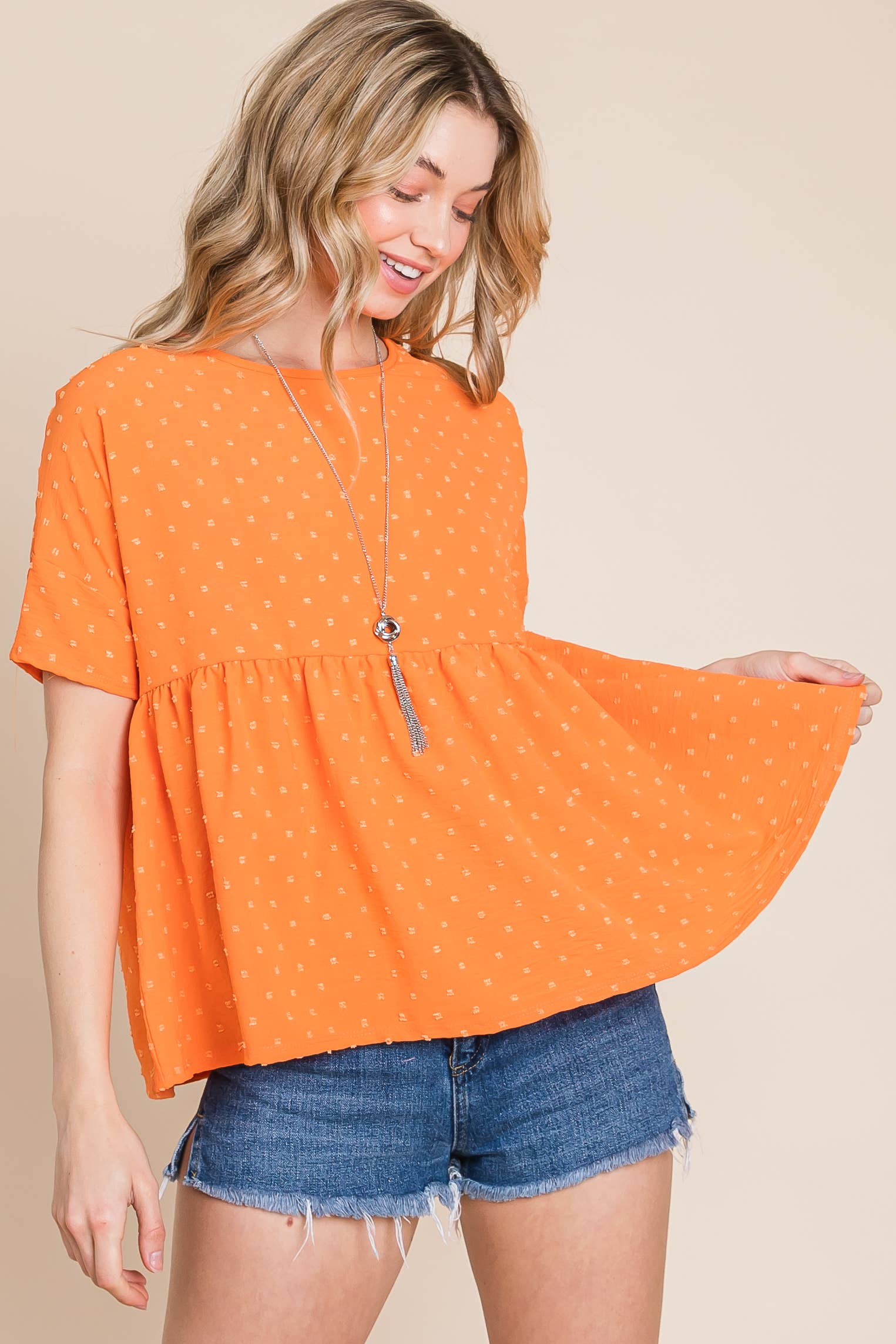 BOMBOM – Engroshandel Bluse - Dame – TA1837 TEKSTURERET PEPLUM TOP7