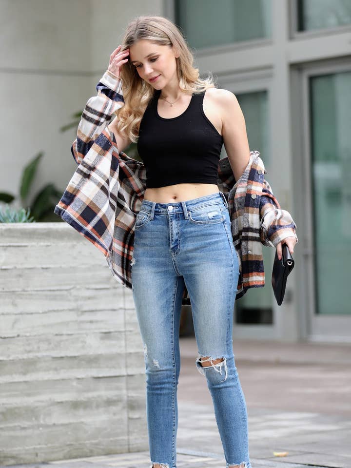 `.Fitted Racerback Cotton Crop Top for wholesale by 42POPS