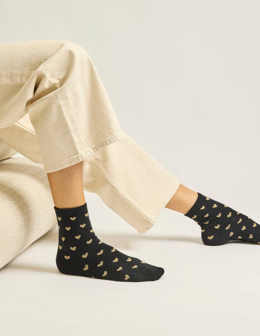ODAJE - Wholesale Socks - Women's - Pack of 3 Socks - Fantasy little heart black gold3