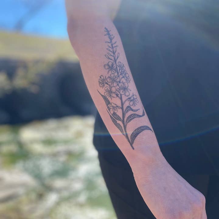 NatureTats - Wholesale Temporary Tattoo - Fireweed Flower Temporary Tattoo