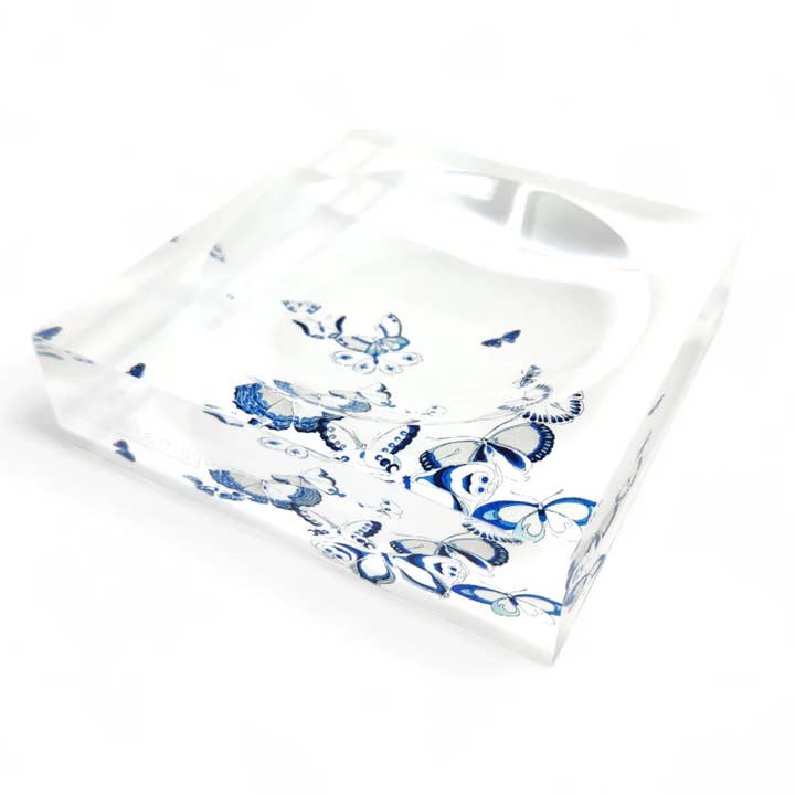 Butterfly Chinois Blue Acrylic Candy Dish for wholesale by Nicolette Mayer Collection