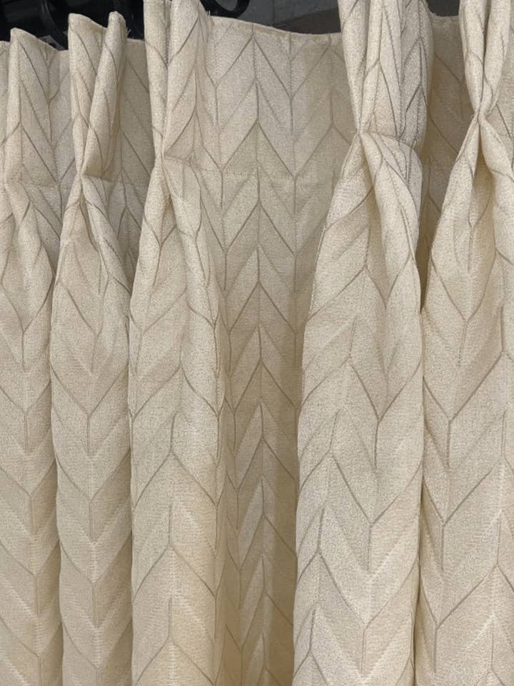 French Luxury Sculptural Pattern Cream White Curtains 60% Blackout, Customize Size/Head, 1 Panel for wholesale by Lanting Home Decor Inc.