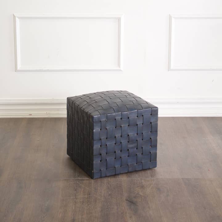 Peninsula Home Collection - Wholesale Ottoman - Woven Leather Ottoman Soho, Blue