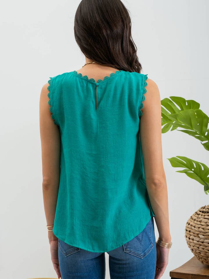 Blu Pepper - Wholesale Blouse - Women's - SLEEVELESS LACE EDGE WOVEN TOP11