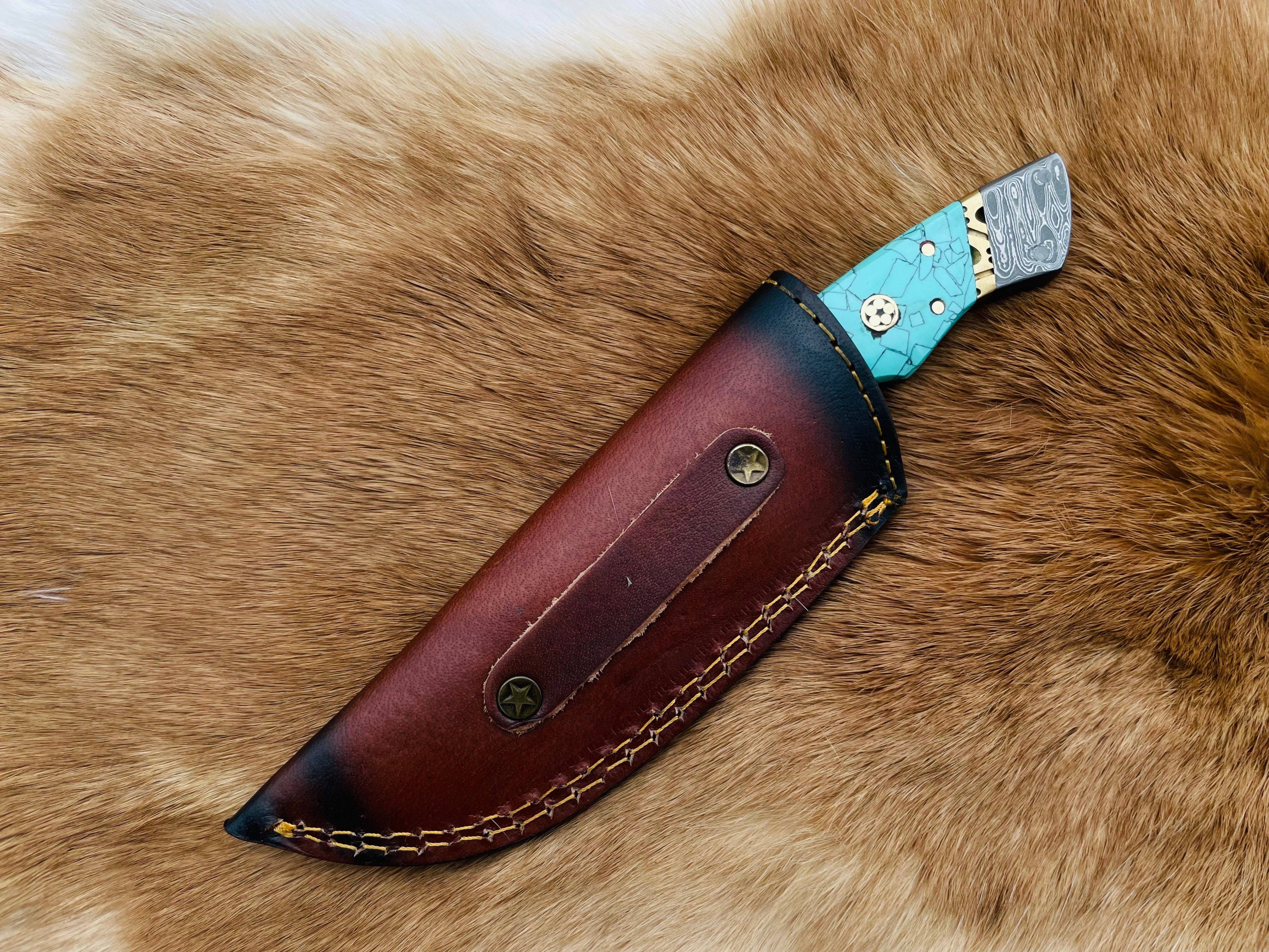 Titan International - Wholesale Pocket Knife/Holder - The Azure Fusion Damascus Steel Utility Knife TK-0862