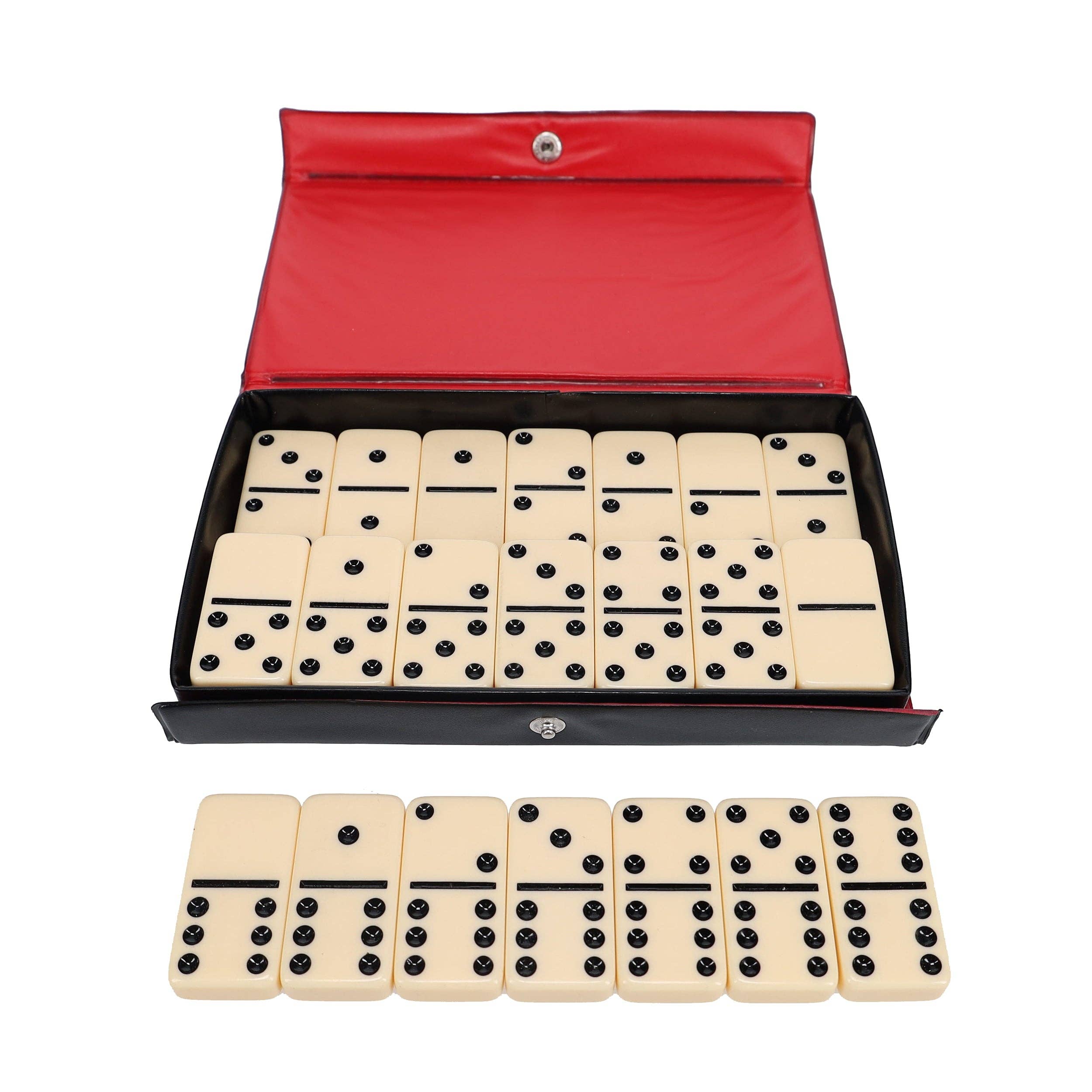 Wood Expressions - Wholesale Dominoes - WE Games Double 6 Dominoes - Ivory with Black Vinyl Case0