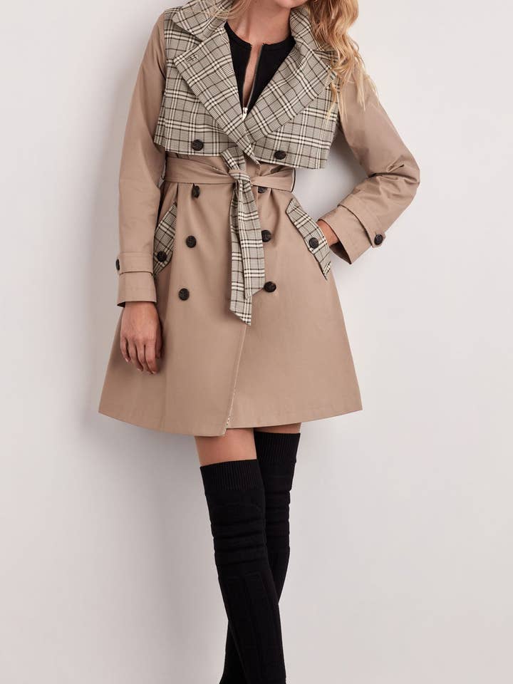 MIXED MEDIA TRENCH COAT for wholesale by Ellen Tracy