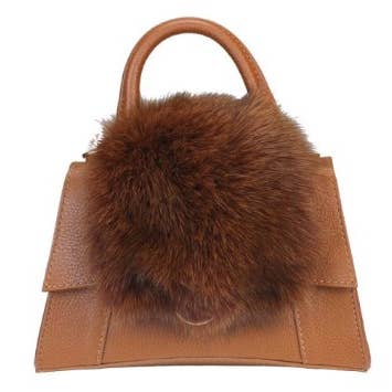 JIJOU CAPRI – Engroshandel Crossbodytaske - Dame – MDCF italiensk kamellæder crossbody-taske m/matchende ægte pels