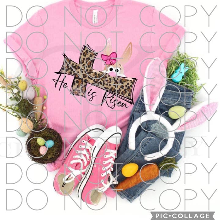 Il est ressuscité avec croix et lapin en couleur (adulte) pour la vente par Heat Transfer Hub