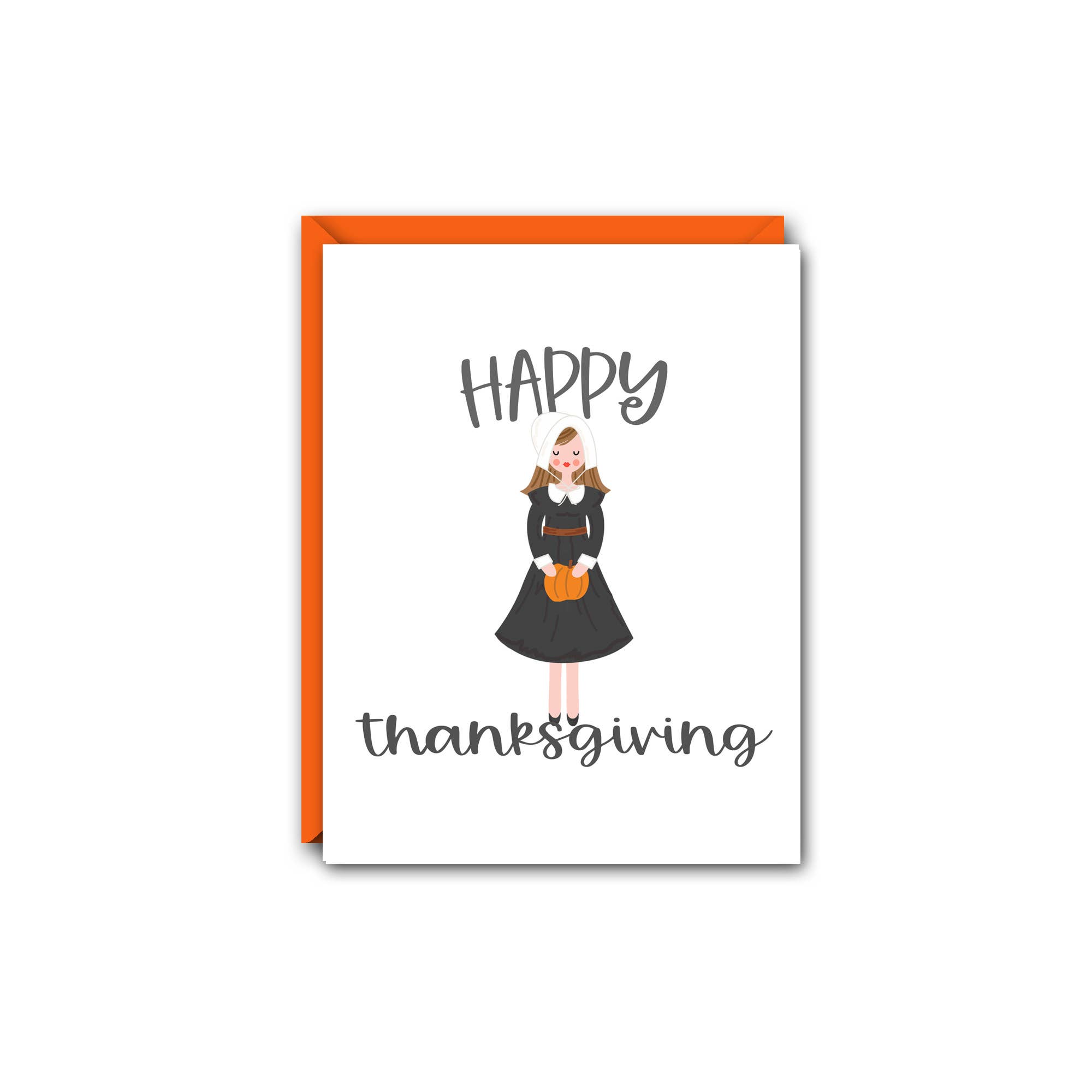 Thanksgiving Note Card - Happy Thanksgiving - Pilgrim Girl