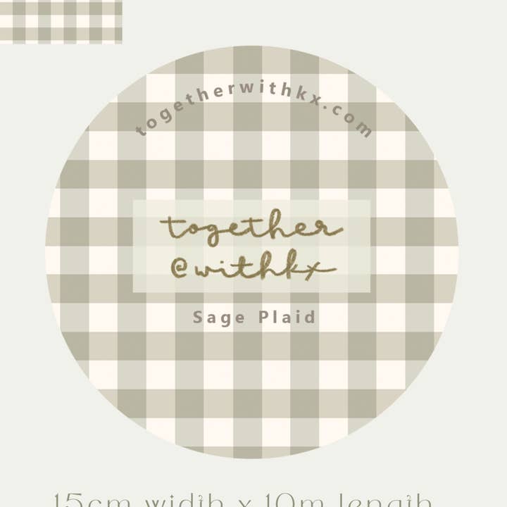 Ruban Washi à carreaux vert sauge 15 mm pour la vente par togetherwithkx