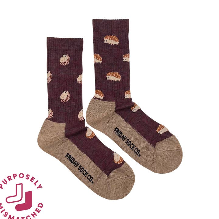 Women's Hedgehog Merino Wool Socks for wholesale by Friday Sock Co.