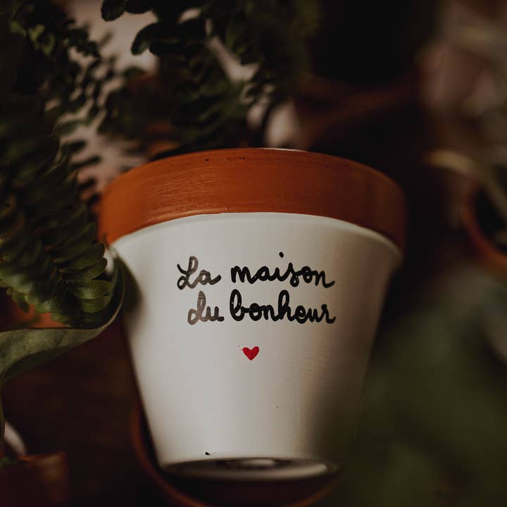 Pot de fleur, cache-pot "La maison du bonheur ♥" pour la vente par Joli Pot