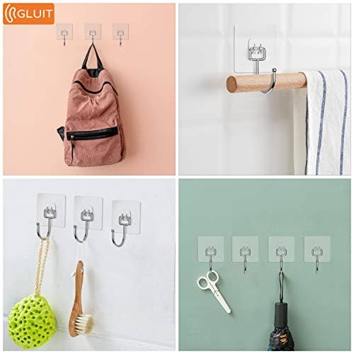 GLUIT - Wholesale Wall Hook - GLUIT Adhesive Hooks Heavy Duty 22 lbs Robe Towel Hooks Waterproof Adhesive Wall Hooks for Home Bathroom Kitchen Office and Outdoor24