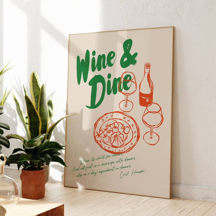 Moonshine Prints – wholesale Art print – Retro Wine & Dine Print0