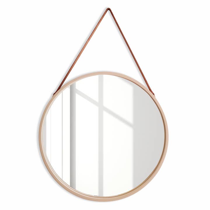 Large Birch Frame Mirror 20" Leather Strap for wholesale by Beach'd