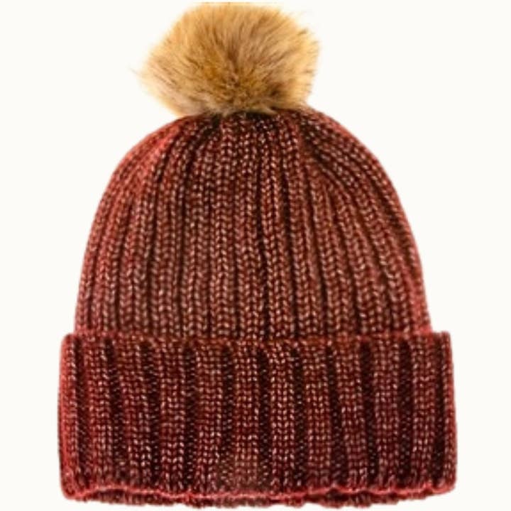 Olive & Pique - Wholesale Beanie – Women's - Ribbed Knit Metallic Lurex Sparkle Beanie with Pom Pom12
