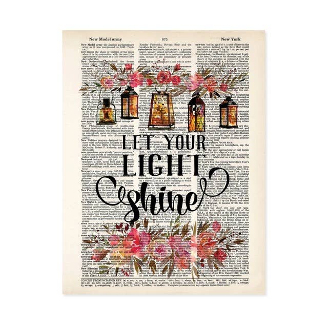 Let Your Light Shine Quote with Watercolor Lanterns for wholesale by Blue Twist & Co
