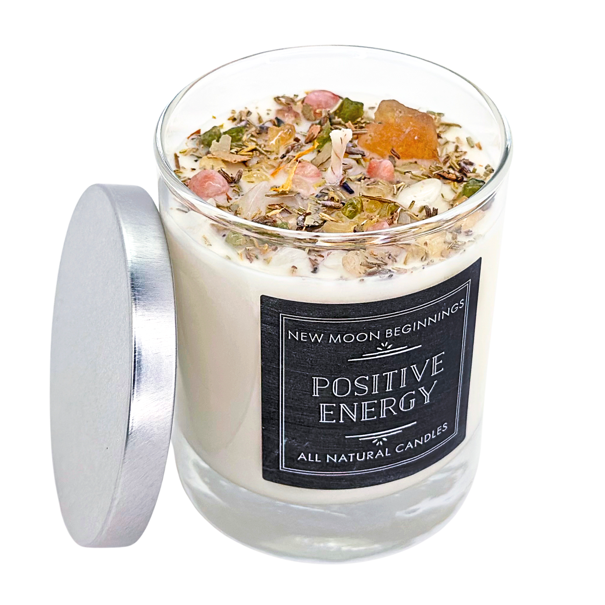 New Moon Beginnings - Wholesale Jar/Filled Candle - Positive Energy Candle - Soy Candles - Herb & Crystal Candle7