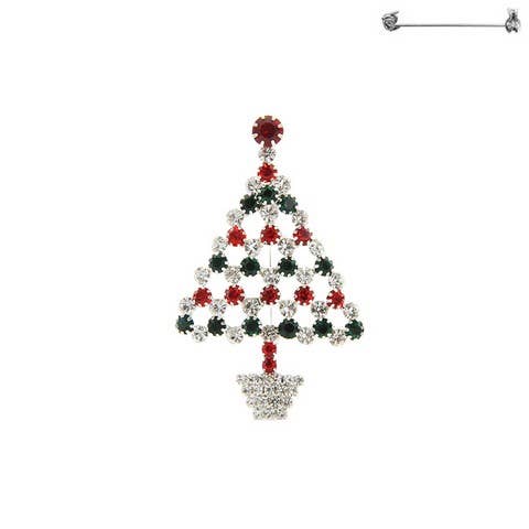SP Sophia Collection - Wholesale Brooch - Christmas Tree Rhinestone Jeweled Brooch Pin 1
